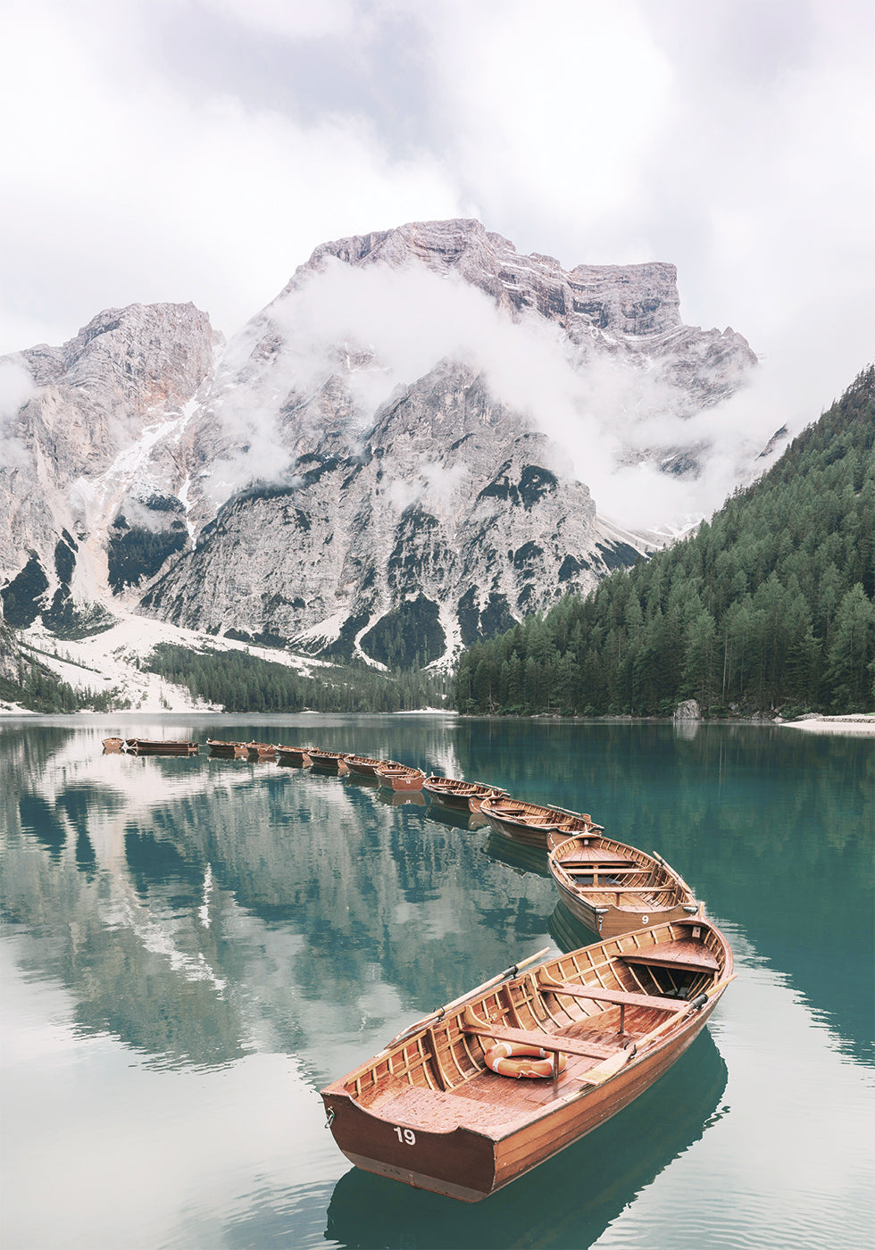 Boats At Braies Lake Plakat