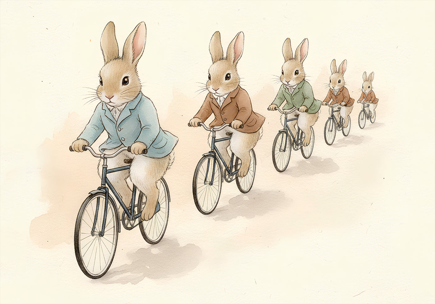Bunny Friends on Bicycles Plakat