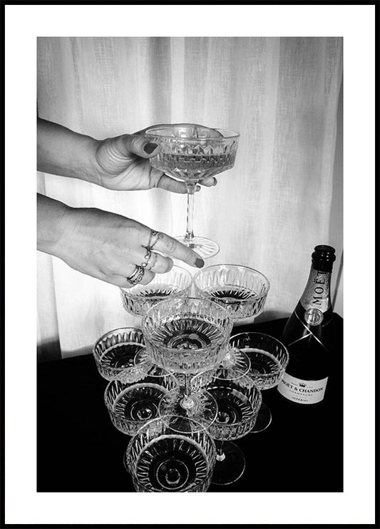 Champagne Glasses Pyramid Plakat