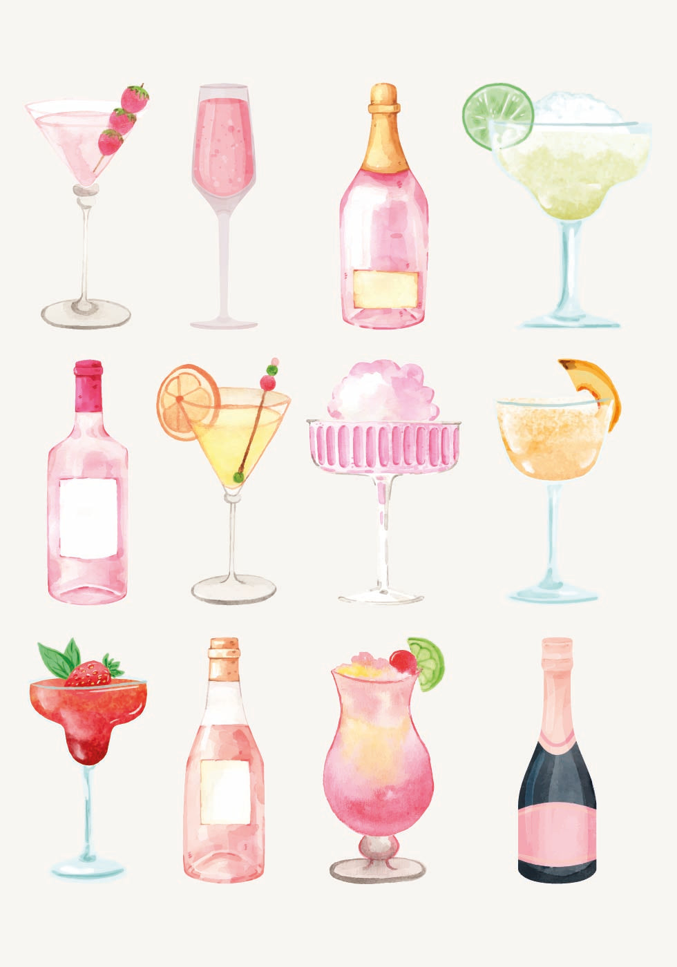 Sparkling Hour, Colorful Champagne and Cocktails Plakat