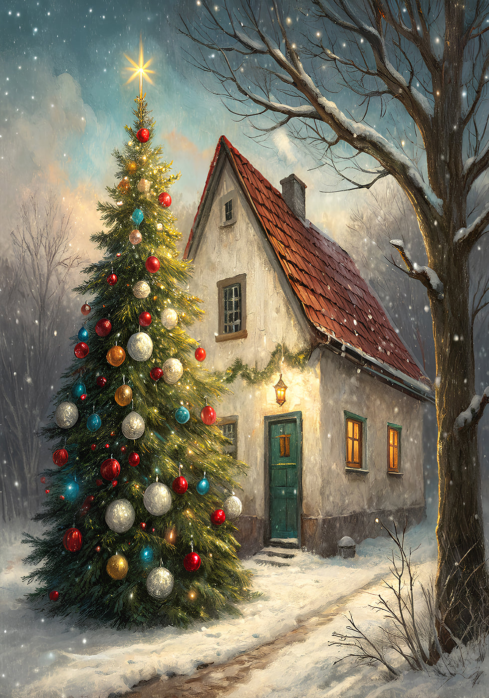 Cozy Christmas Cottage Plakat