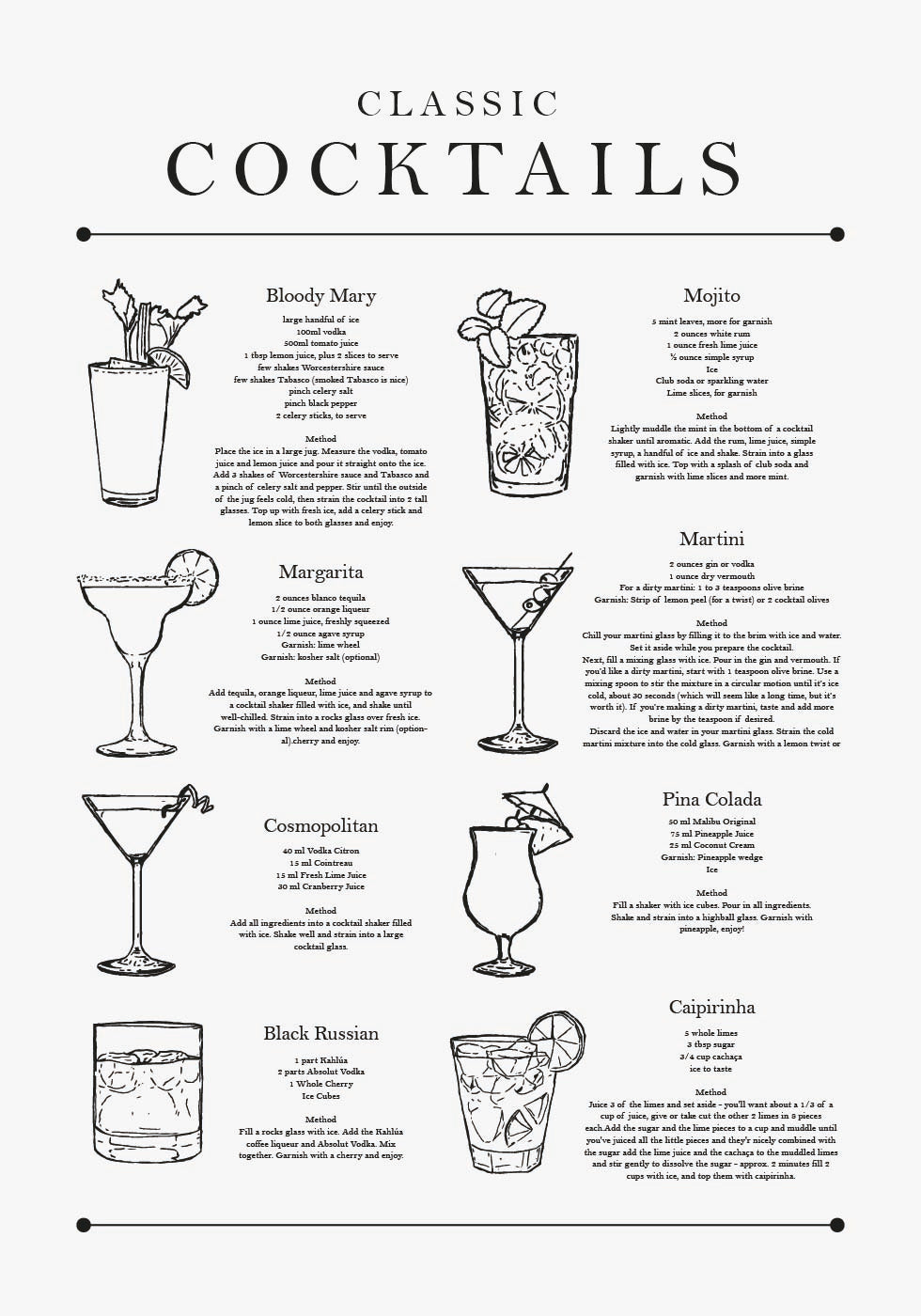 Classic Cocktails Plakat