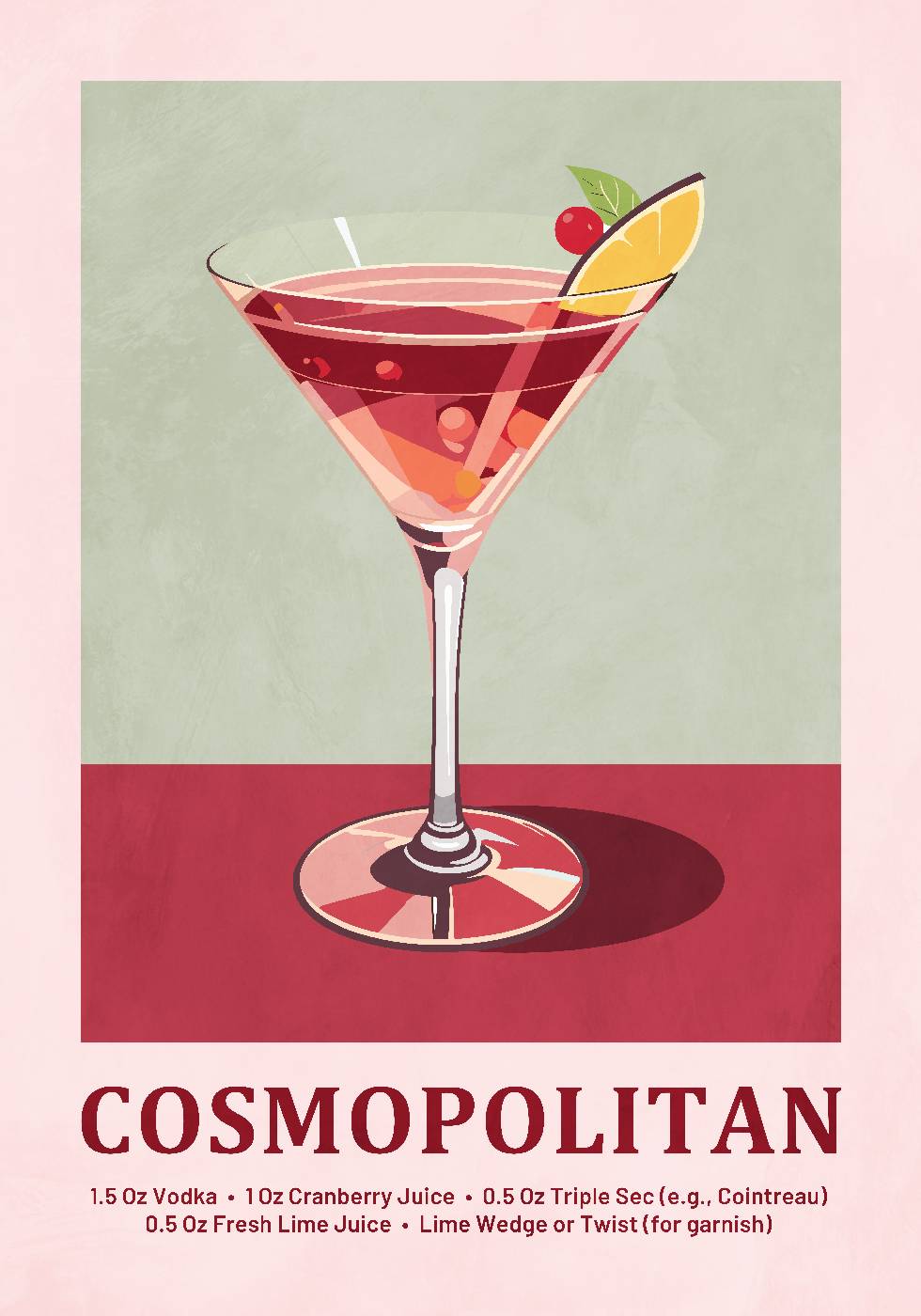 Cosmopolitan Cocktail Recipe Plakat