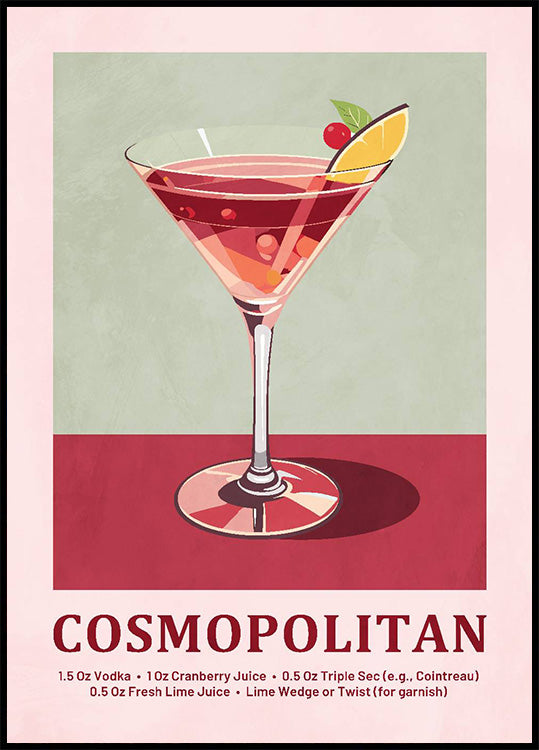 Cosmopolitan Cocktail Recipe Plakat