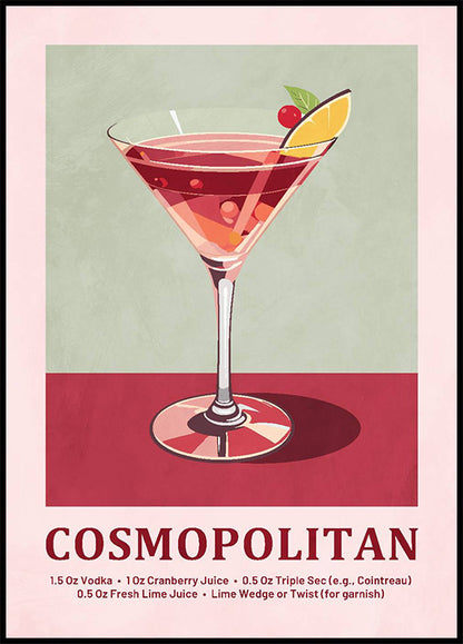 Cosmopolitan Cocktail Recipe Plakat