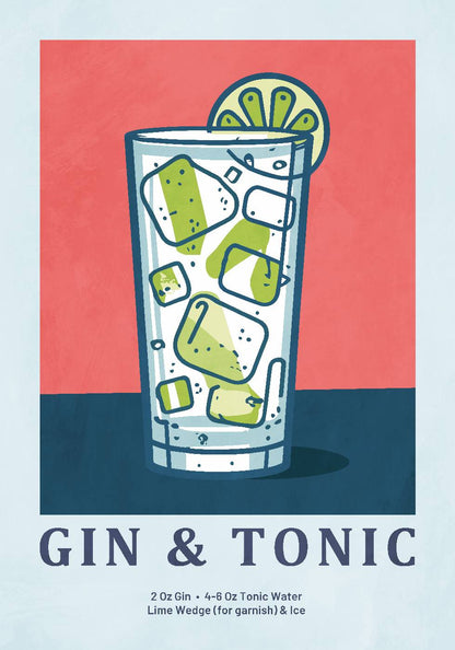 Gin and Tonic Recipe Plakat