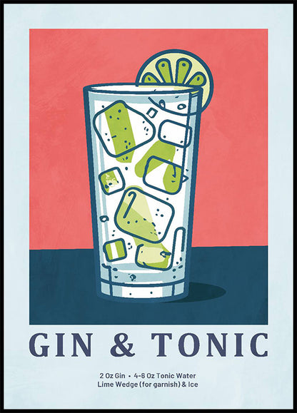 Gin and Tonic Recipe Plakat