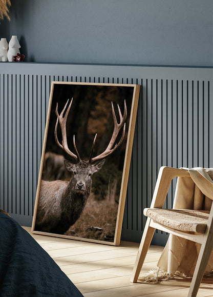 Majestic Stag in Autumn Forest Plakat