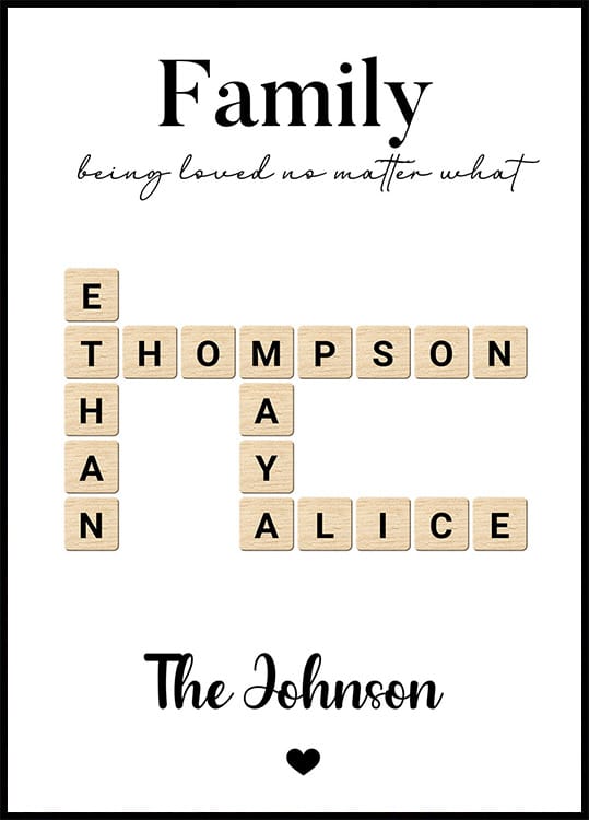 Connected Hearts, A Family Name Puzzle of Love Plakat