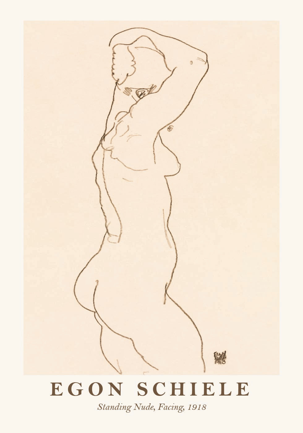 Egon Schiele, Standing Nude Facing Plakat