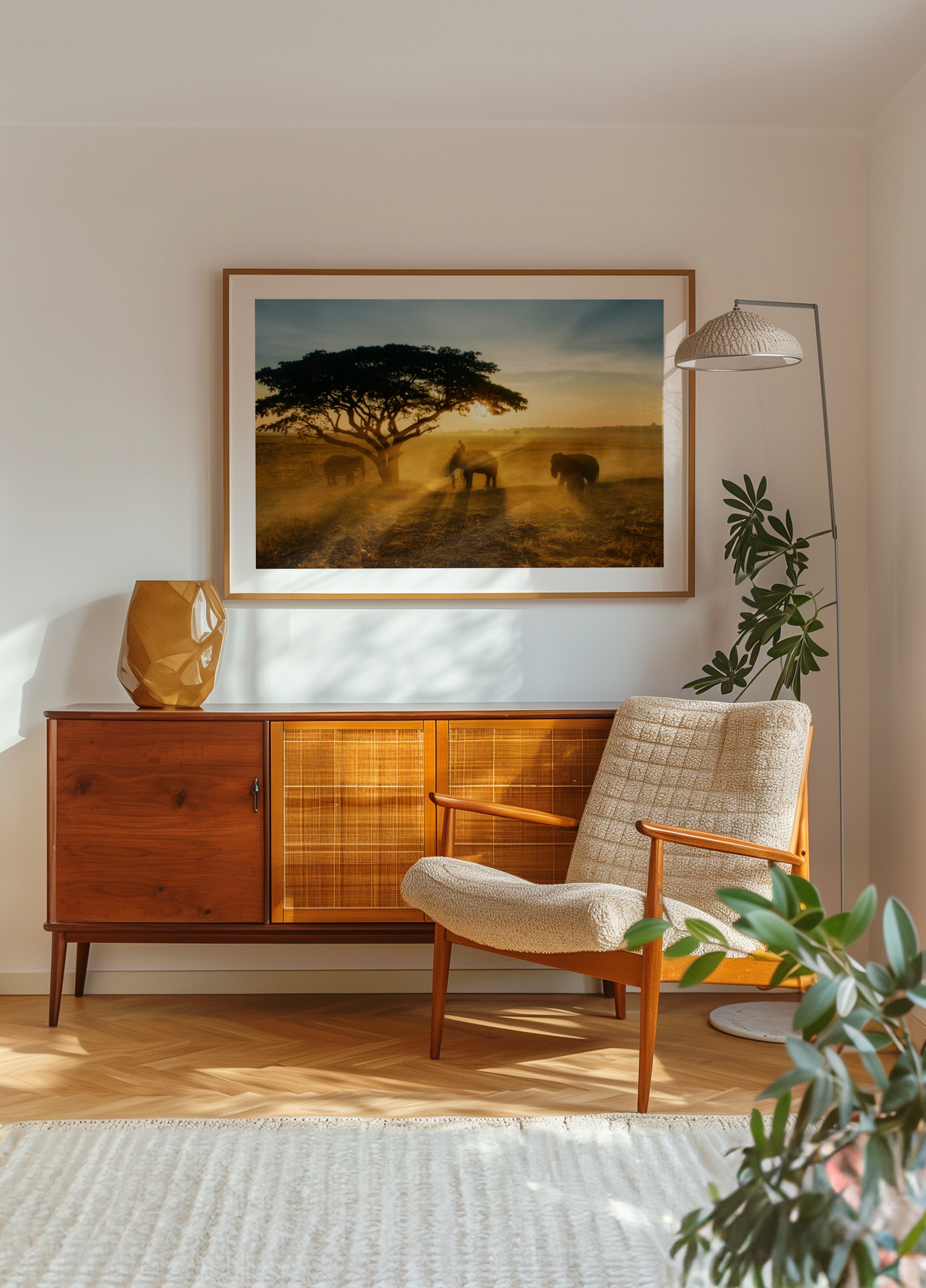 Elephants Golden Sunset
