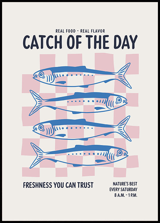 Farmers Market Sardines Blue Plakat