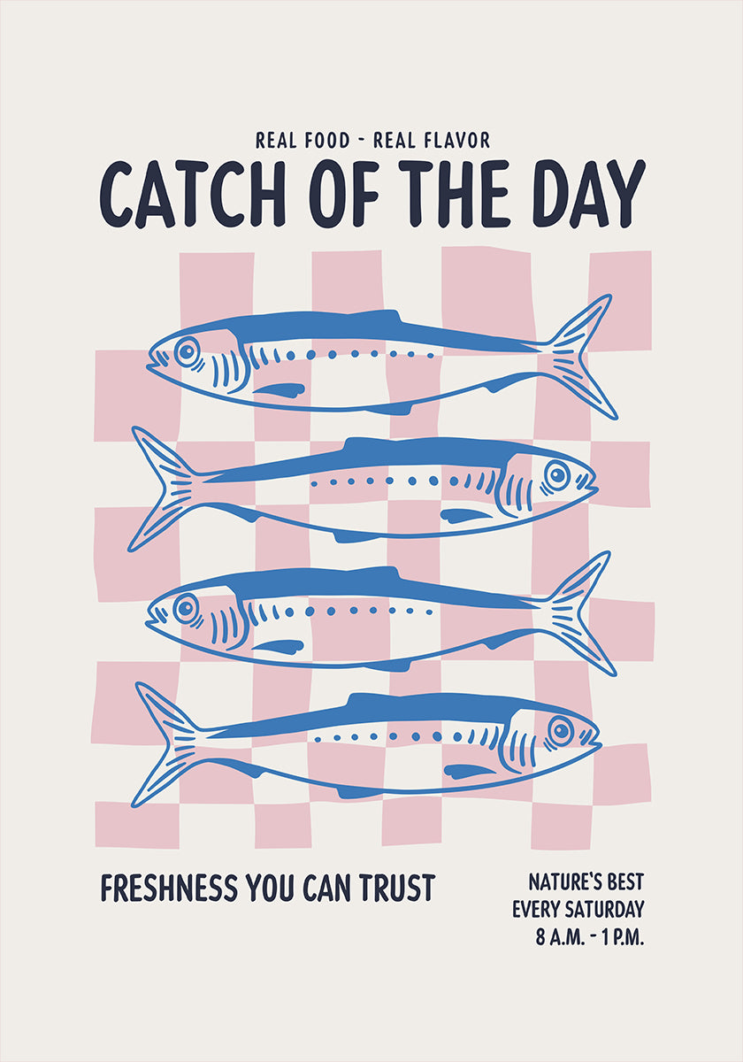 Farmers Market Sardines Blue Plakat