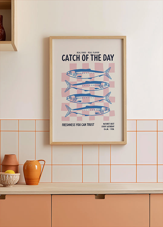 Farmers Market Sardines Blue Plakat