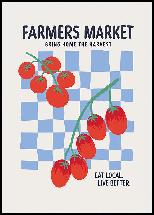 Farmers Market Tomatoes Blue Plakat