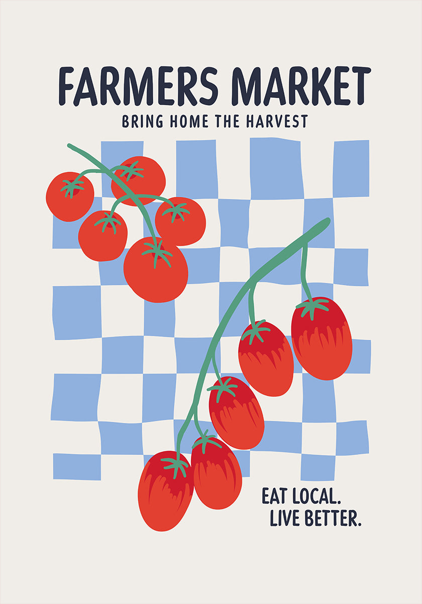 Farmers Market Tomatoes Blue Plakat