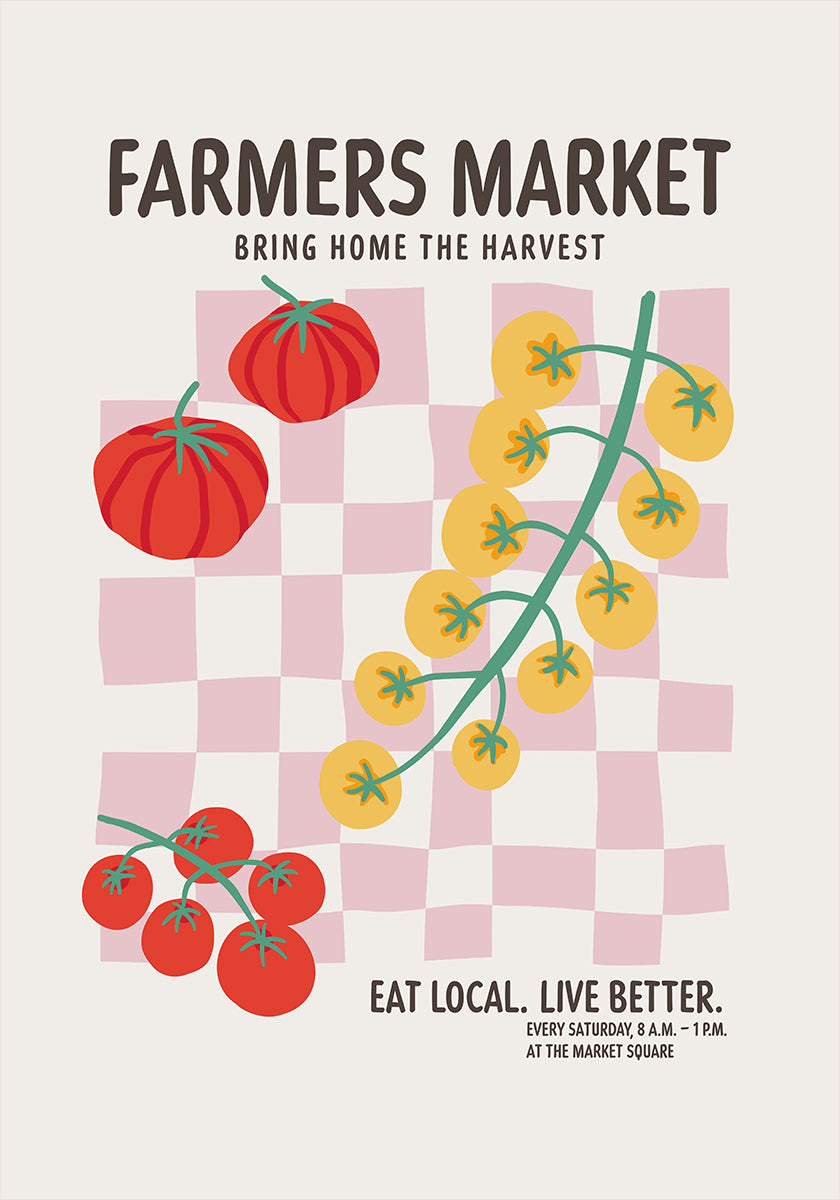 Farmers Market Tomatoes Pink Plakat