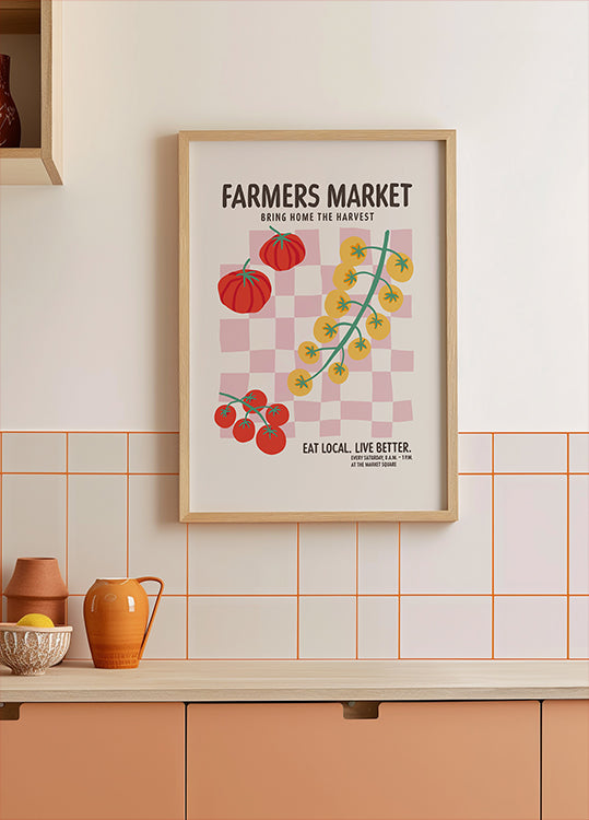 Farmers Market Tomatoes Pink Plakat