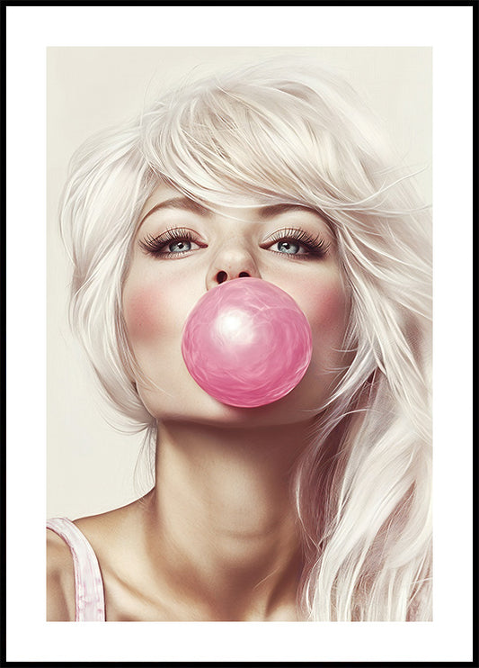 Fashion Portrait with Bubble Gum Plakat