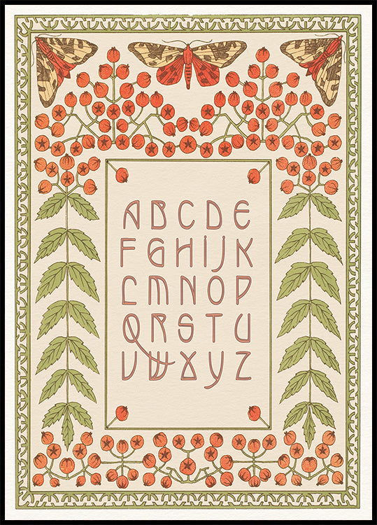 Floral and Moth Alphabet Print Plakat