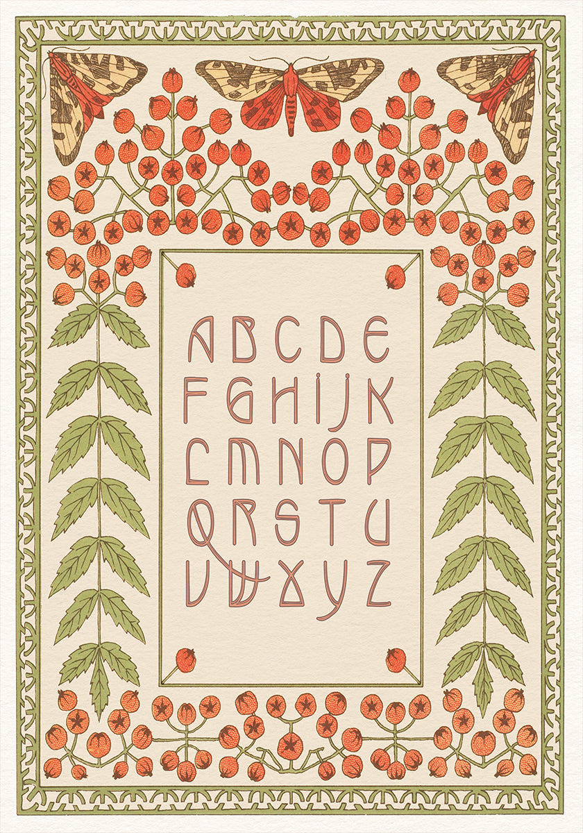 Floral and Moth Alphabet Print Plakat