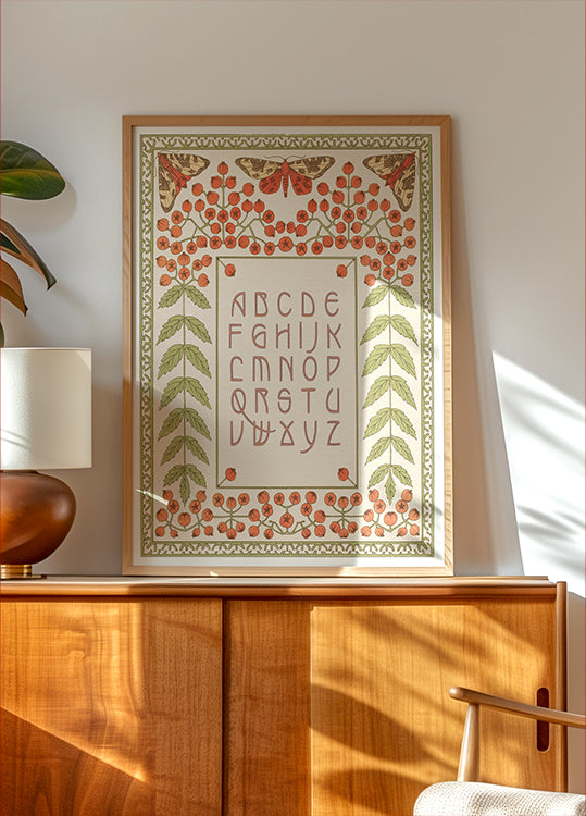 Floral and Moth Alphabet Print Plakat
