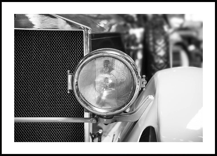 Vintage Elegance, Classic Car Headlamp Plakat