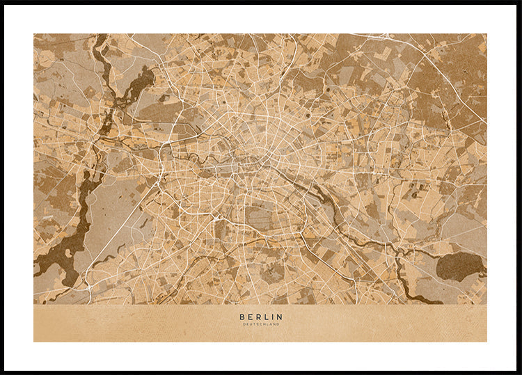 Sepia vintage map of Berlin in Germany Plakat
