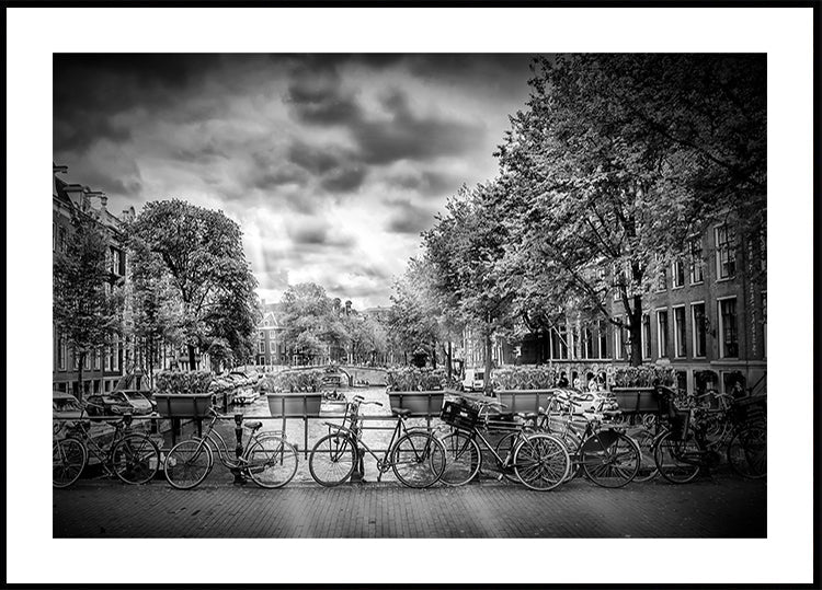 AMSTERDAM Typical Cityscape in monochrome Plakat