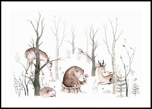 Watercolor Woodland Animals Plakat