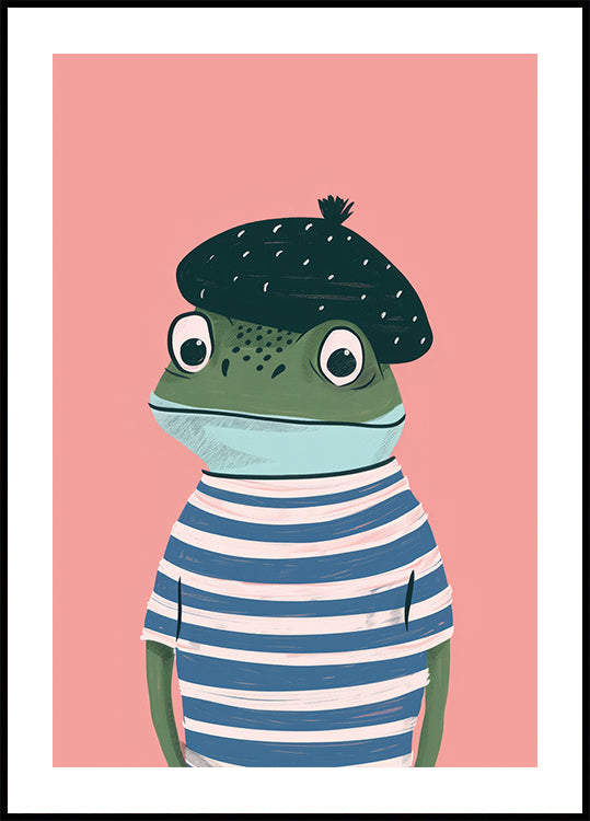 French Frog Illustration Plakat
