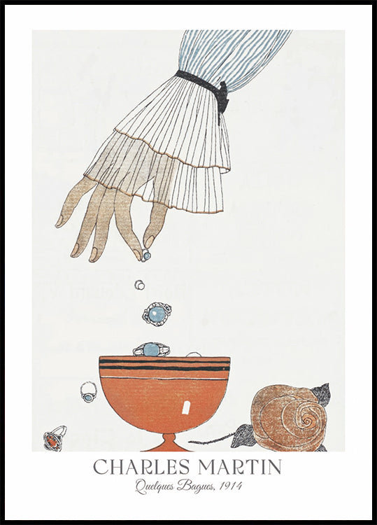 Quelques Bagues, Jewelry Illustration Charles Martin Plakat