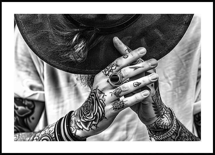 Tattooed Hands and Hat Plakat