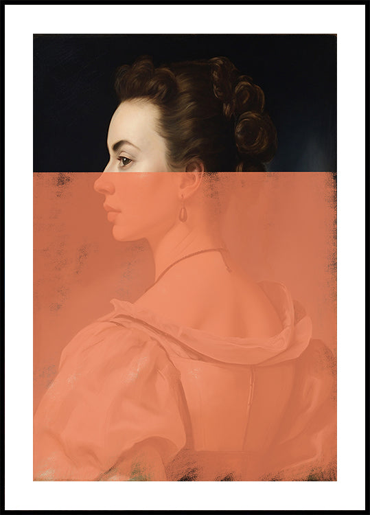 Altered Portrait of Woman Orange Modern Art Plakat