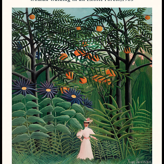 Woman Walking in an Exotic Forest Plakat
