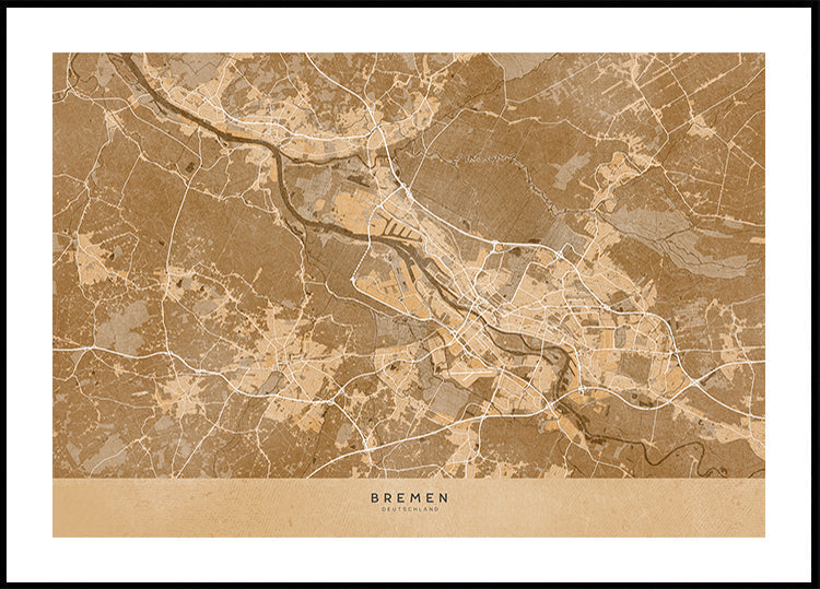 Sepia vintage map of Bremen Germany Plakat