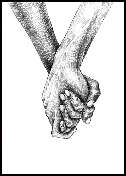 Holding Hands Sketch Plakat