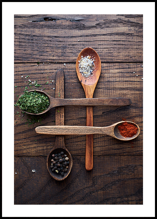 Wooden Spoons With Colorful Spices Plakat – Posterbox.no