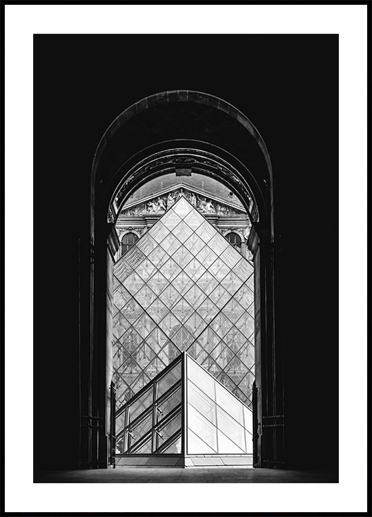 Musée du Louvre Pyramid Black & White Plakat