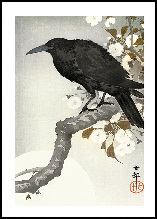 Crow And Full Moon By Ohara Koson Plakat