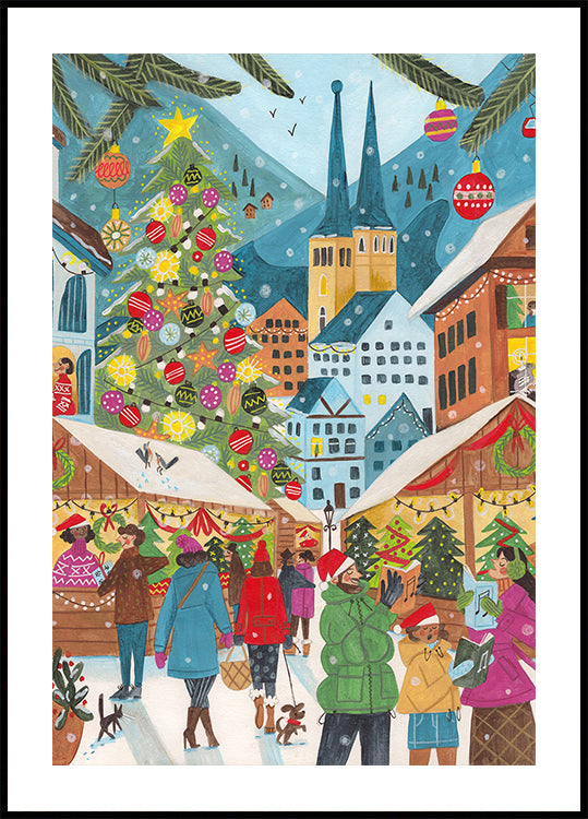Christmas Market in the Village Plakat