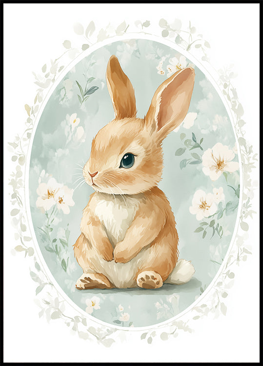 Sitting Baby Bunny With Blue Eyes Plakat