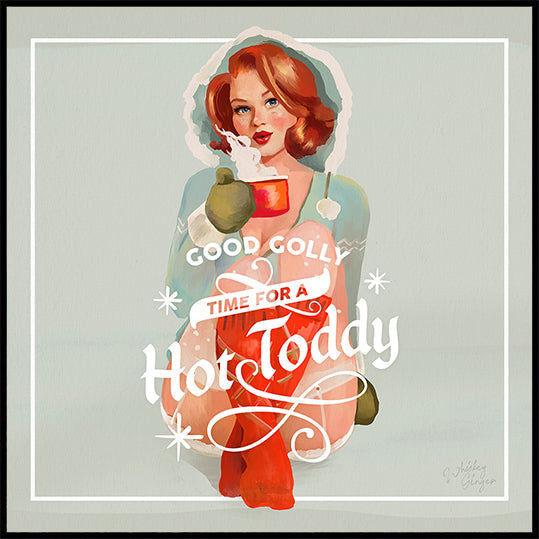 Hot Toddy Redhead Vintage Winter Cocktail Art (NEW)