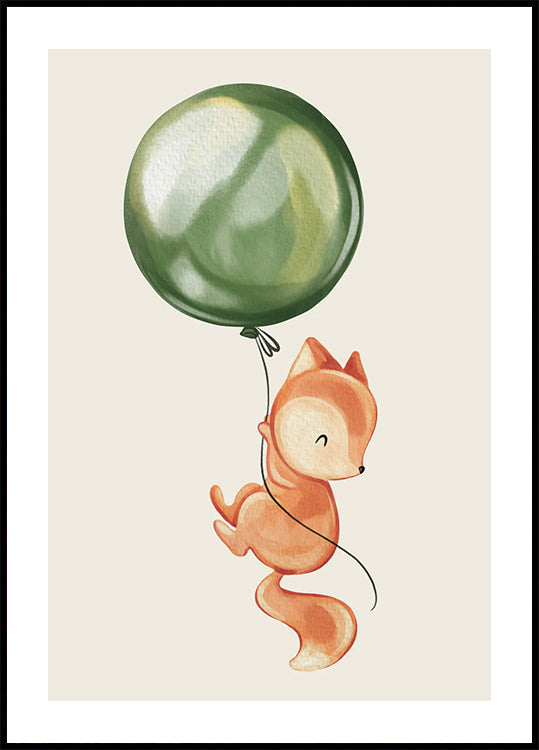 Fox Holding Balloon Plakat