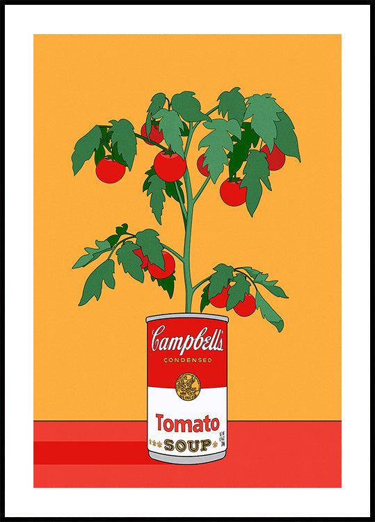 Campbells Soup Tomato Plant Retro Illustration Plakat