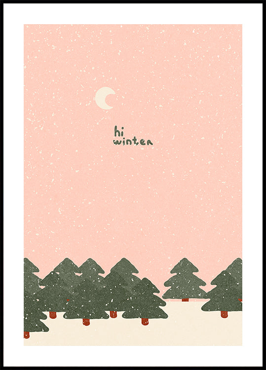 Magical snowfall in the forest. Hello winter Plakat