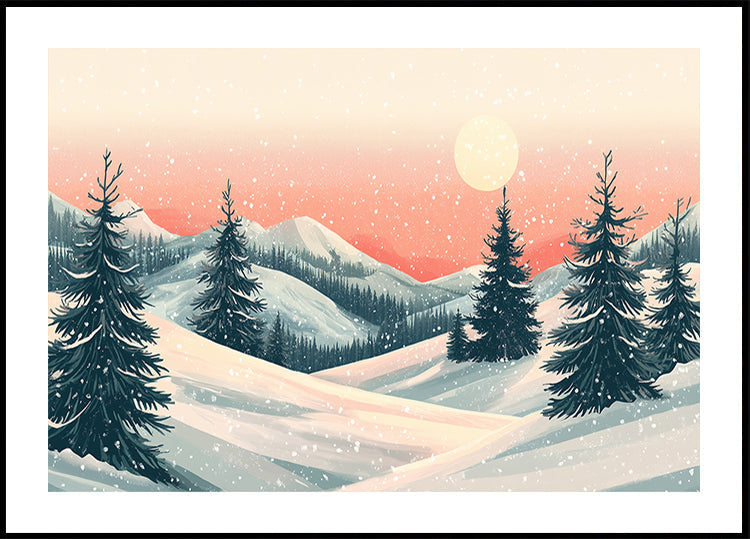 Snowy Winter Christmas Landscape Plakat