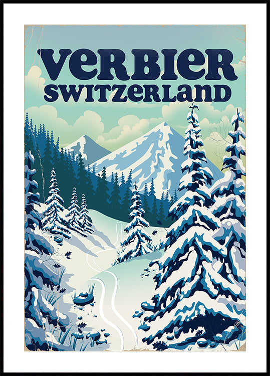 Verbier Switzerland Ski Poster Plakat