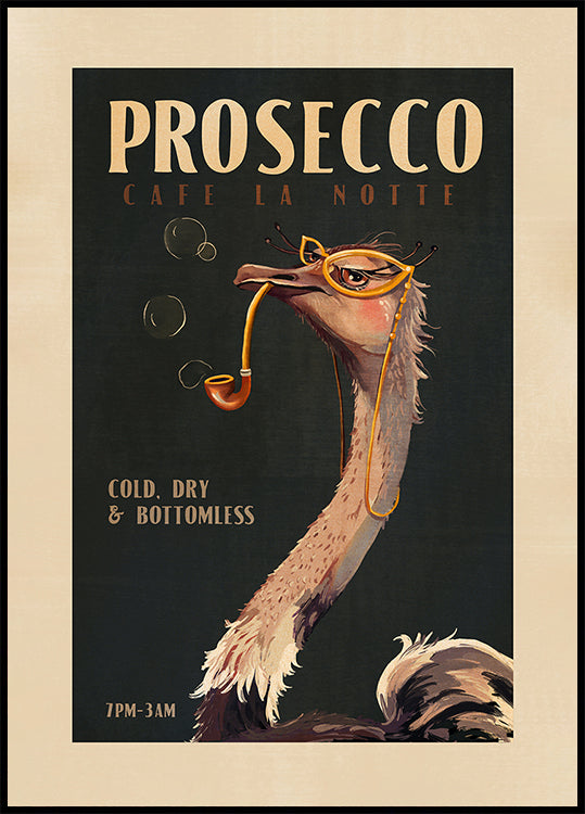 Art Deco Prosecco Wall Art Of An Ostrich Plakat