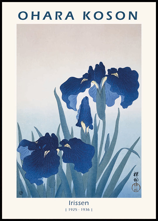 Irissen, Japanese Floral Woodblock Plakat